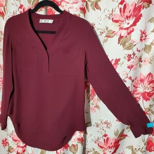 Jones Studio Deep Burgundy Blouse